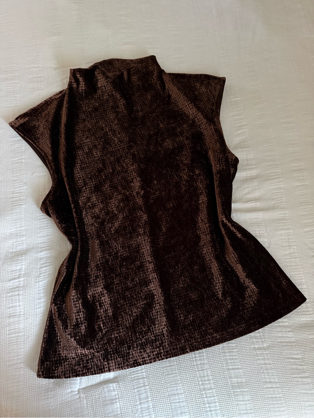 Calvin Klein Mock Neck Velvet Top - Brown